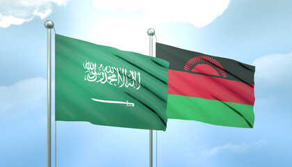 Saudi Arabia and Malawi Flag Together A Concept of Relations