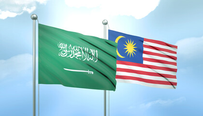 Saudi Arabia and Malaysia Flag Together A Concept of Relations