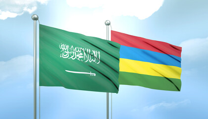 Saudi Arabia and Mauritius Flag Together A Concept of Relations