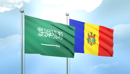 Saudi Arabia and Moldova Flag Together A Concept of Relations
