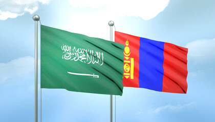 Saudi Arabia and Mongolia Flag Together A Concept of Relations