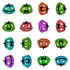 Halloween pumpkins set monsters pattern for wrapping paper and fabric