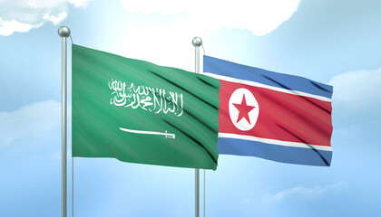 Saudi Arabia and North Korea Flag Together A Concept of Relations