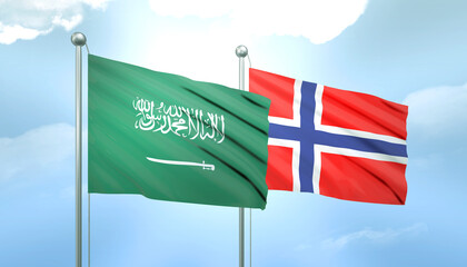 Saudi Arabia and Norway Flag Together A Concept of Relations