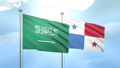 Saudi Arabia and Panama Flag Together A Concept of Relations