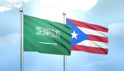 Saudi Arabia and PuertoRico Flag Together A Concept of Relations