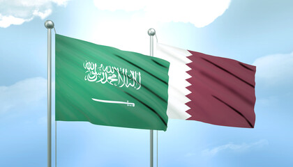 Saudi Arabia and Qatar Flag Together A Concept of Relations