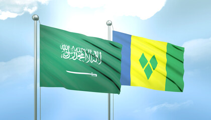 Saudi Arabia and Saint Vincent Flag Together A Concept of Relations
