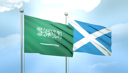 Saudi Arabia and Scotland Flag Together A Concept of Relations