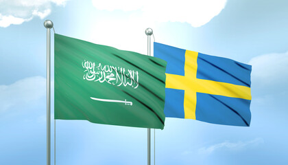 Saudi Arabia and Sweden Flag Together A Concept of Relations