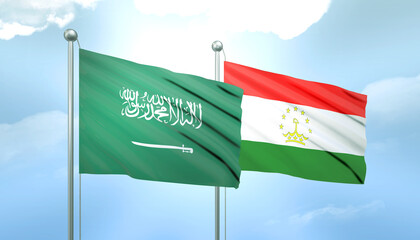 Saudi Arabia and Tajikistan Flag Together A Concept of Relations