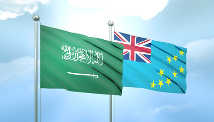Saudi Arabia and Tuvalu Flag Together A Concept of Relations