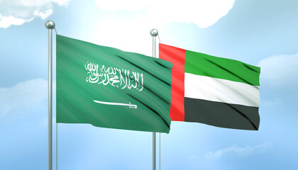 Saudi Arabia and UAE Flag Together A Concept of Relations