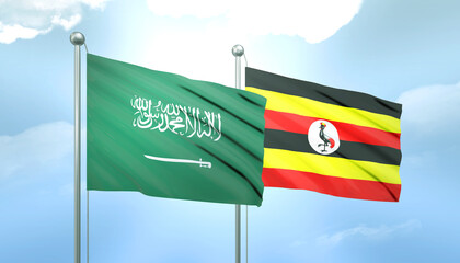 Saudi Arabia and Uganda Flag Together A Concept of Relations