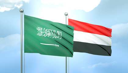 Saudi Arabia and Yemen Flag Together A Concept of Relations