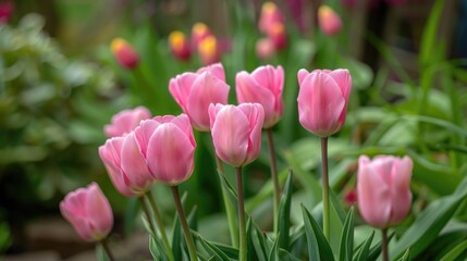 Fototapeta premium A bunch of pink tulip flowers