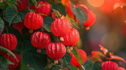 A Chinese lantern plant in close up