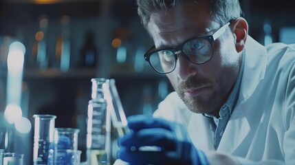 Medical or scientific researcher or man doctor