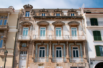 Facade of the old building in the city of Cascais, Portugal