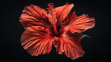 Fototapeta premium A red hibiscus flower with expanded petals found in Indonesia