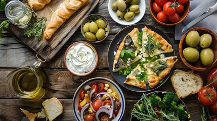 Selection of traditional Greek food - Greek Salad