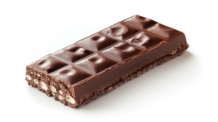 A tasty chocolate wafer bar on a white background