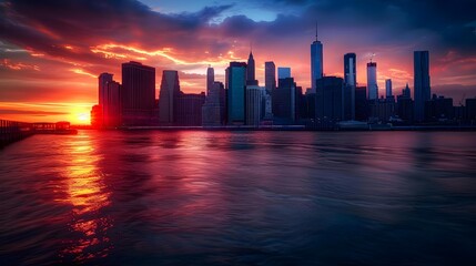 Fototapeta premium New York City skyline at sunset