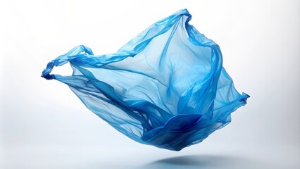Fototapeta premium Flowing Blue Plastic Bag in Motion, plastic, photography, abstract, texture