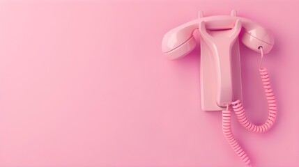 Creative layout with pink retro phone handsets