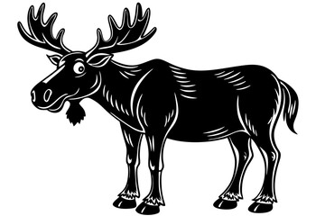 Funny Moose Vector Illustration, Cartoon, Clipart, and Line Art Design on White Background, Funny moose vector illustration, cartoon, clipart, and line art design on a white background