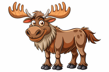 Funny Moose Vector Illustration, Cartoon, Clipart, and Line Art Design on White Background, Funny moose vector illustration, cartoon, clipart, and line art design on a white background