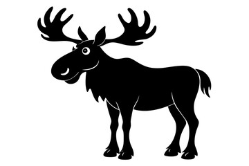 Funny Moose Vector Illustration, Cartoon, Clipart, and Line Art Design on White Background, Funny moose vector illustration, cartoon, clipart, and line art design on a white background