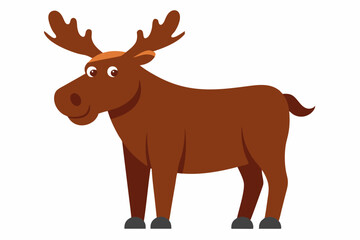 Funny Moose Vector Illustration, Cartoon, Clipart, and Line Art Design on White Background, Funny moose vector illustration, cartoon, clipart, and line art design on a white background