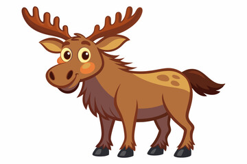 Funny Moose Vector Illustration, Cartoon, Clipart, and Line Art Design on White Background, Funny moose vector illustration, cartoon, clipart, and line art design on a white background