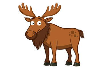 Funny Moose Vector Illustration, Cartoon, Clipart, and Line Art Design on White Background, Funny moose vector illustration, cartoon, clipart, and line art design on a white background