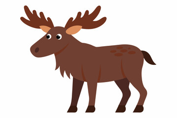 Funny Moose Vector Illustration, Cartoon, Clipart, and Line Art Design on White Background, Funny moose vector illustration, cartoon, clipart, and line art design on a white background
