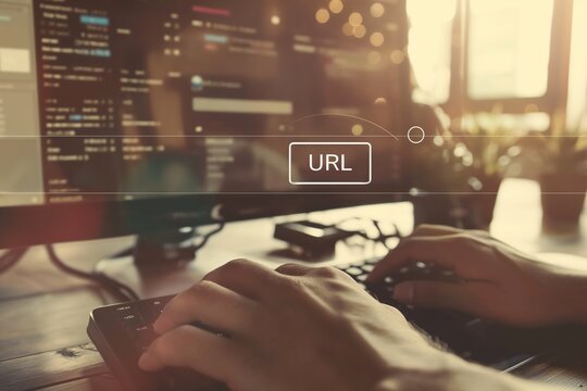 Web Developer Editing URL Parameters on Desktop Computer