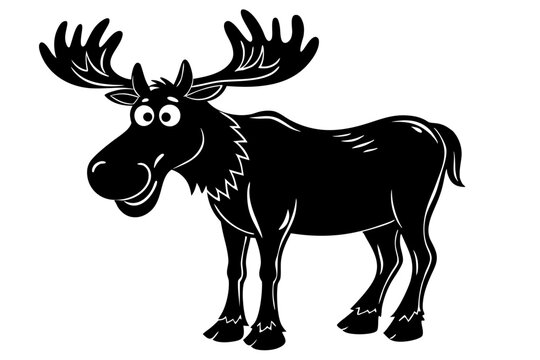 recommend clip art: Funny Moose Vector Illustration, Cartoon, Clipart, and Line Art Design on White Background, Funny moose vector illustration, cartoon, clipart, and line art design on a white background