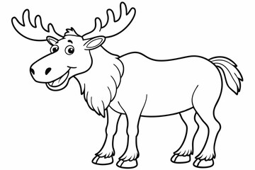 Funny Moose Vector Illustration, Cartoon, Clipart, and Line Art Design on White Background, Funny moose vector illustration, cartoon, clipart, and line art design on a white background