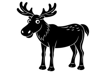 Funny Moose Vector Illustration, Cartoon, Clipart, and Line Art Design on White Background, Funny moose vector illustration, cartoon, clipart, and line art design on a white background