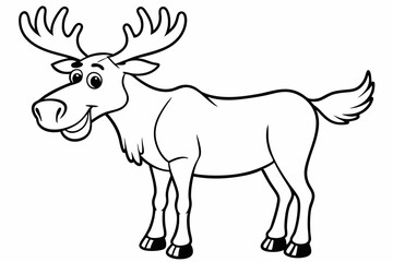 Funny Moose Vector Illustration, Cartoon, Clipart, and Line Art Design on White Background, Funny moose vector illustration, cartoon, clipart, and line art design on a white background