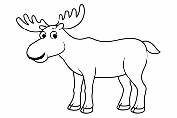 Funny Moose Vector Illustration, Cartoon, Clipart, and Line Art Design on White Background, Funny moose vector illustration, cartoon, clipart, and line art design on a white background