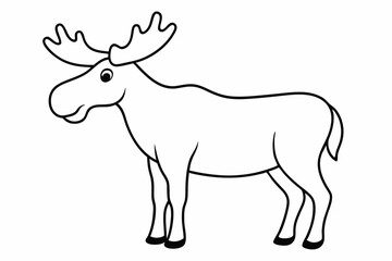 Funny Moose Vector Illustration, Cartoon, Clipart, and Line Art Design on White Background, Funny moose vector illustration, cartoon, clipart, and line art design on a white background