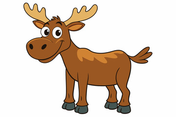 Funny Moose Vector Illustration, Cartoon, Clipart, and Line Art Design on White Background, Funny moose vector illustration, cartoon, clipart, and line art design on a white background