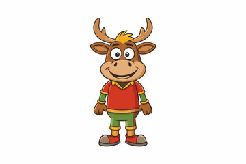 Funny Moose Vector Illustration, Cartoon, Clipart, and Line Art Design on White Background, Funny moose vector illustration, cartoon, clipart, and line art design on a white background