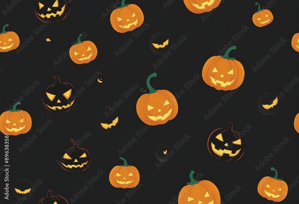 Wall mural halloween pumpkins illustration