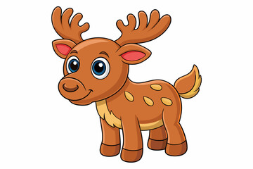 Funny Moose Vector Illustration, Cartoon, Clipart, and Line Art Design on White Background, Funny moose vector illustration, cartoon, clipart, and line art design on a white background