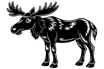 Funny Moose Vector Illustration, Cartoon, Clipart, and Line Art Design on White Background, Funny moose vector illustration, cartoon, clipart, and line art design on a white background