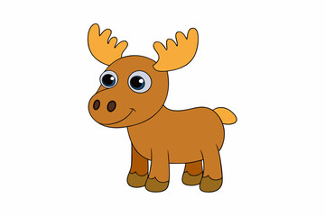 Funny Moose Vector Illustration, Cartoon, Clipart, and Line Art Design on White Background, Funny moose vector illustration, cartoon, clipart, and line art design on a white background