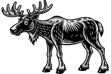 Funny Moose Vector Illustration, Cartoon, Clipart, and Line Art Design on White Background, Funny moose vector illustration, cartoon, clipart, and line art design on a white background